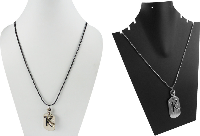 estore Set of 2 pcs K Alphabet Dog tag Pendant Locket with Chain Necklace for Men and Women K NK Metal Pendant Price in India Buy estore Set of 2 pcs