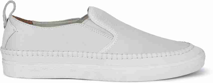 Clarks white slip on shoes discount