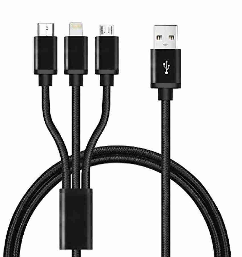 SpadeAces Micro USB Cable 2 A 1 m BEST 3 in 1 USB Charging Cable with 8 Pin  Lightning, USB Type C, Micro USB Charging Cable AC01 - SpadeAces 