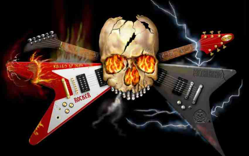 Art Poster Skeleton Rock Guitar