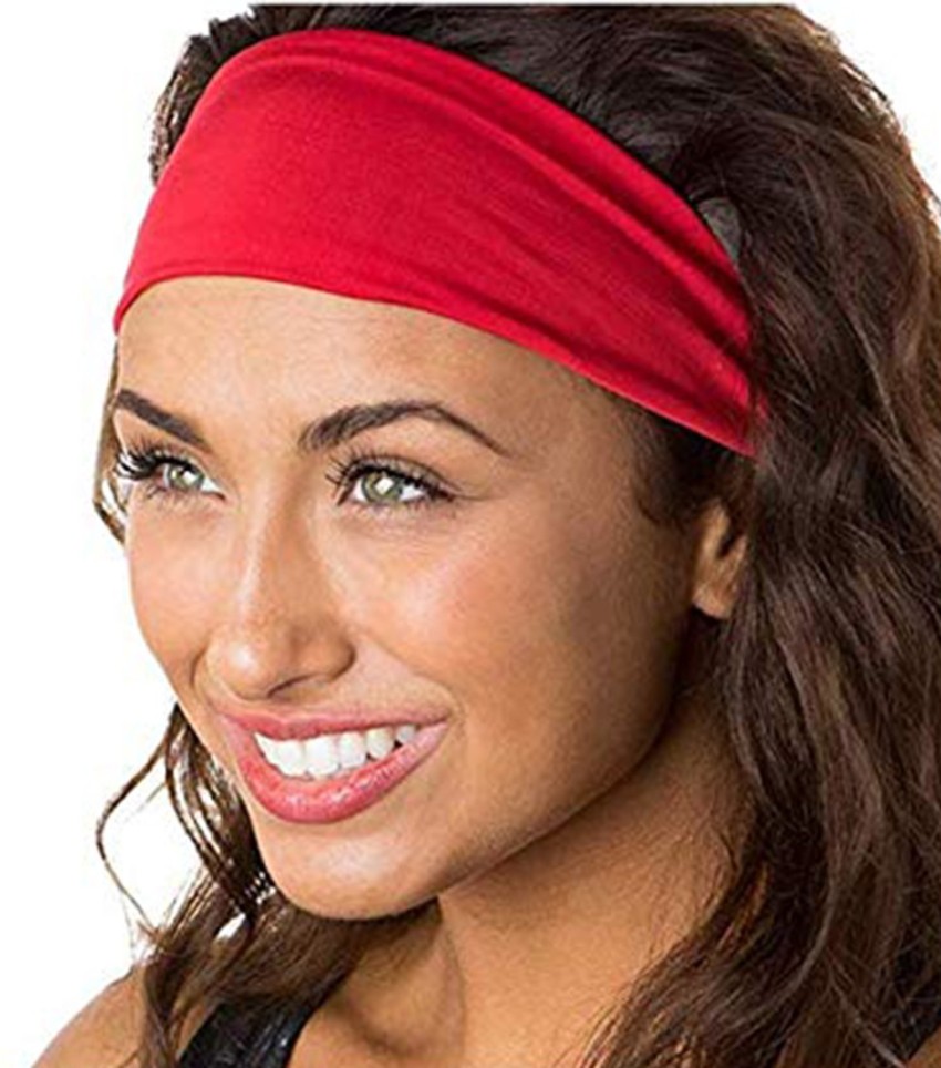 PIHU COLLECTION Plain Red Headband Stretch Elastic Yoga Soft and