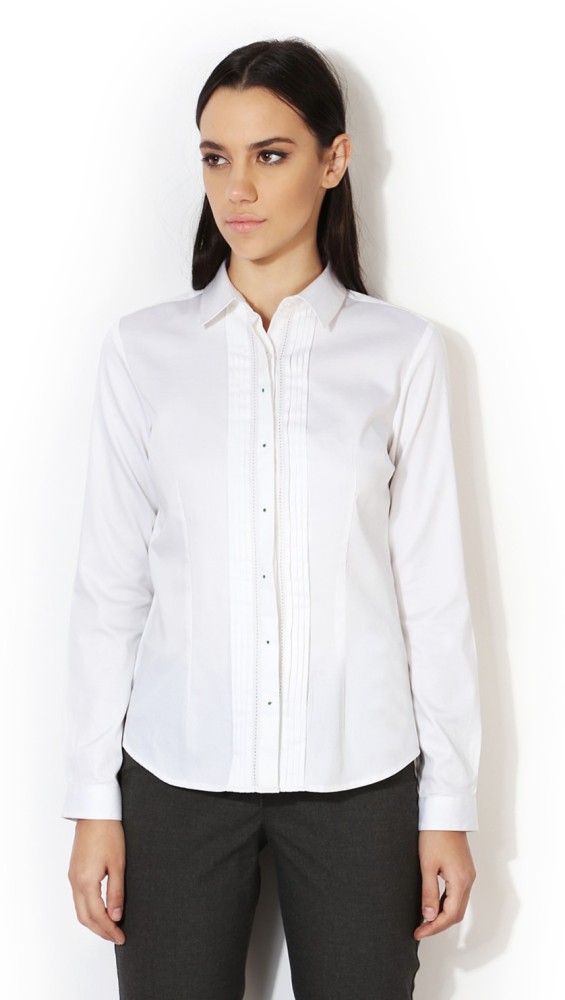 VAN HEUSEN Women Self Design Casual White Shirt - Buy VAN HEUSEN Women Self  Design Casual White Shirt Online at Best Prices in India