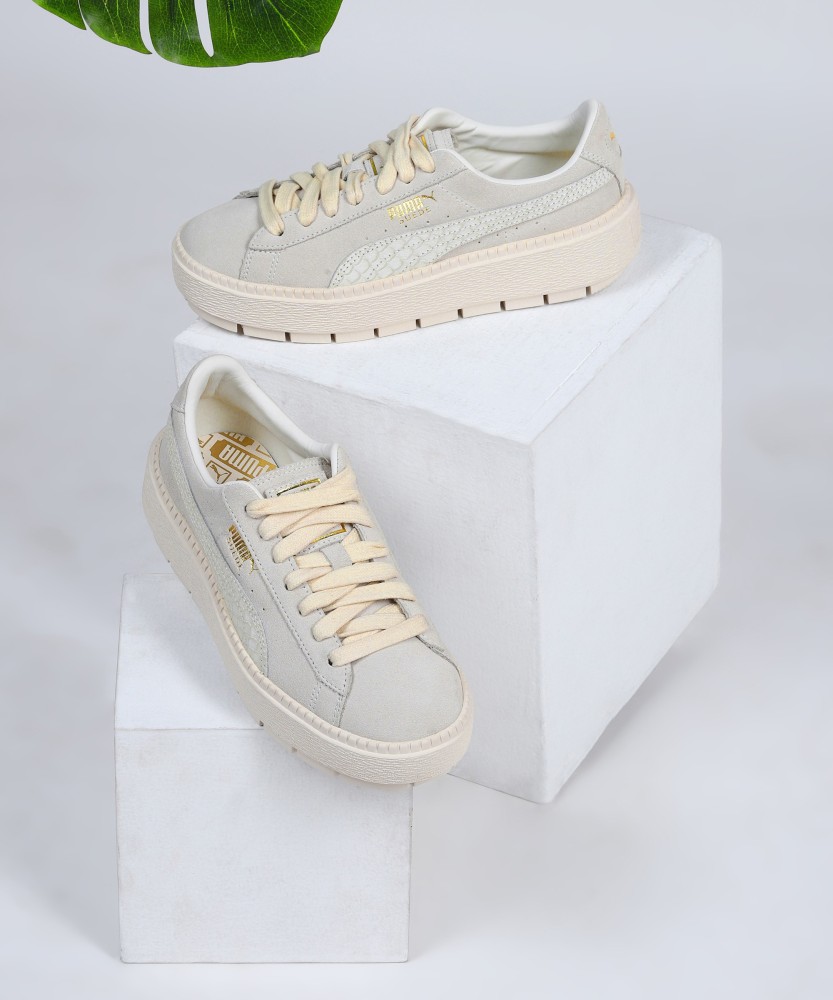 Puma suede platform trace cheap whisper white gold animal