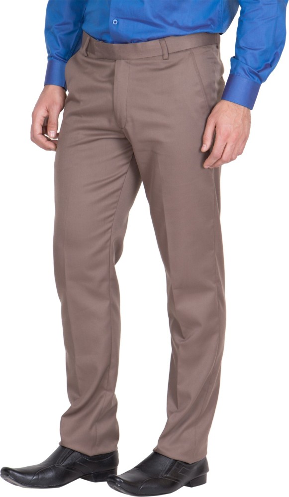 American-elm Light Grey Slim Fit Formal Trouser For Men, Cotton