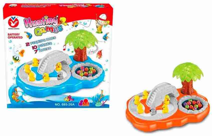 Fish Hunting Game Comes with 10 Fishes, 2 Fishing Rods, 7 Ducks, Two Ponds  a Tree and a Platform Including a Bridge, for Kids Above 3 Years  Multi-Color Group Game. . Buy carton toys in India. shop for WAMA RETAILS  products in India.