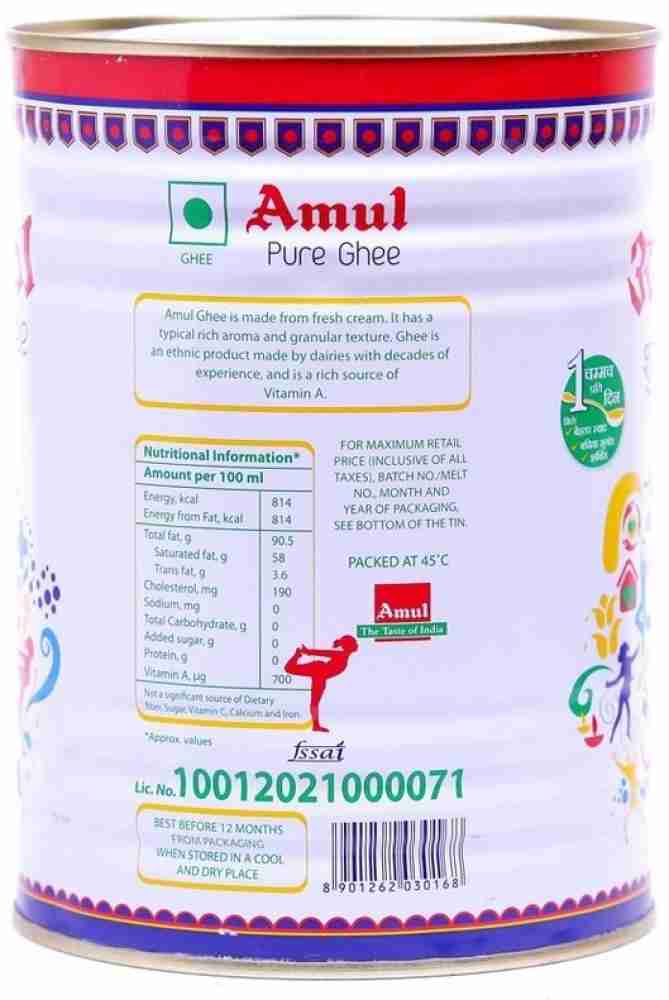 Amul Pure Ghee Tin, 1L By Padelasuperstore 1 L Tin Price in India