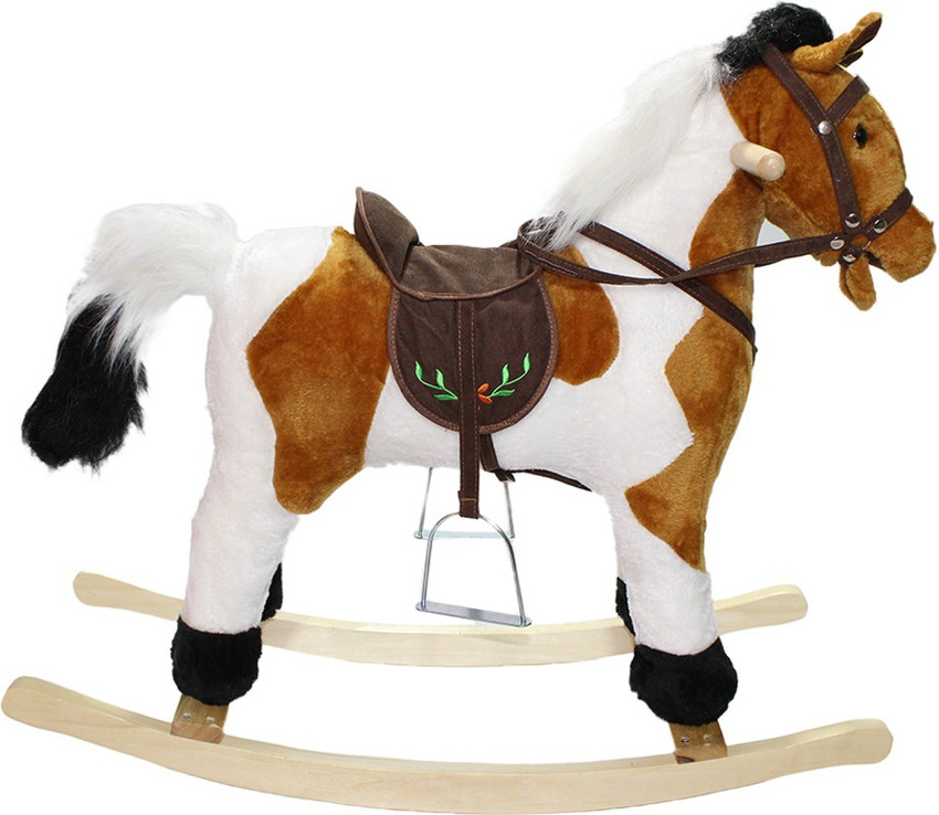 Blubud Rocking Horse Wooden Horse Rocker for Kids Large Light