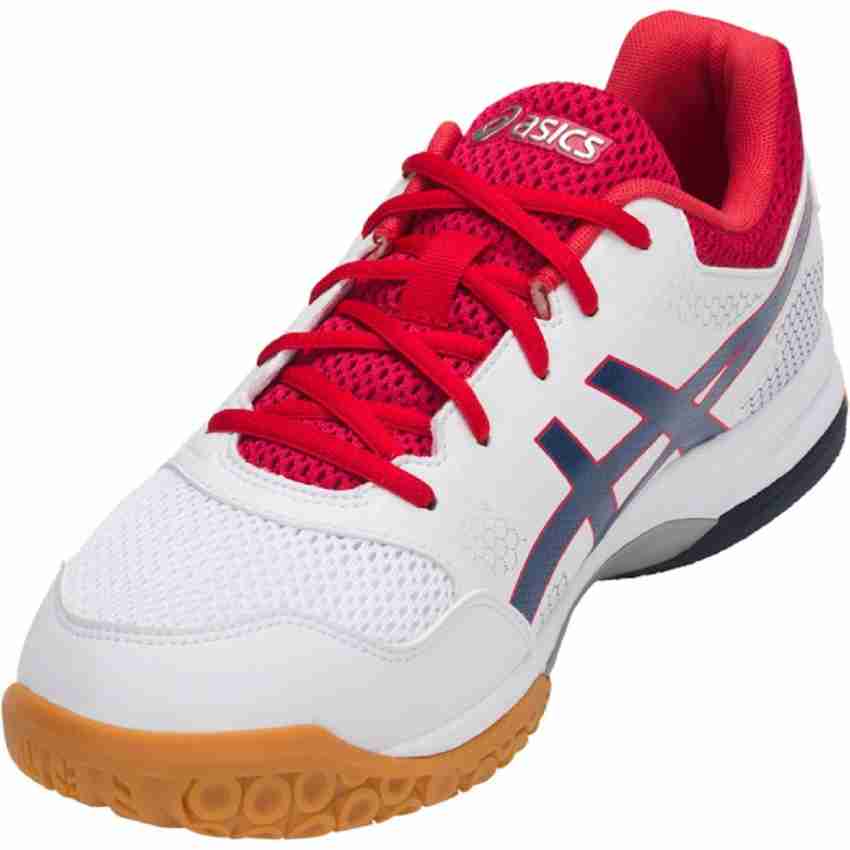 Asics GEL ROCKET 8 WHITE DEEP OCEAN Badminton Shoes For Men