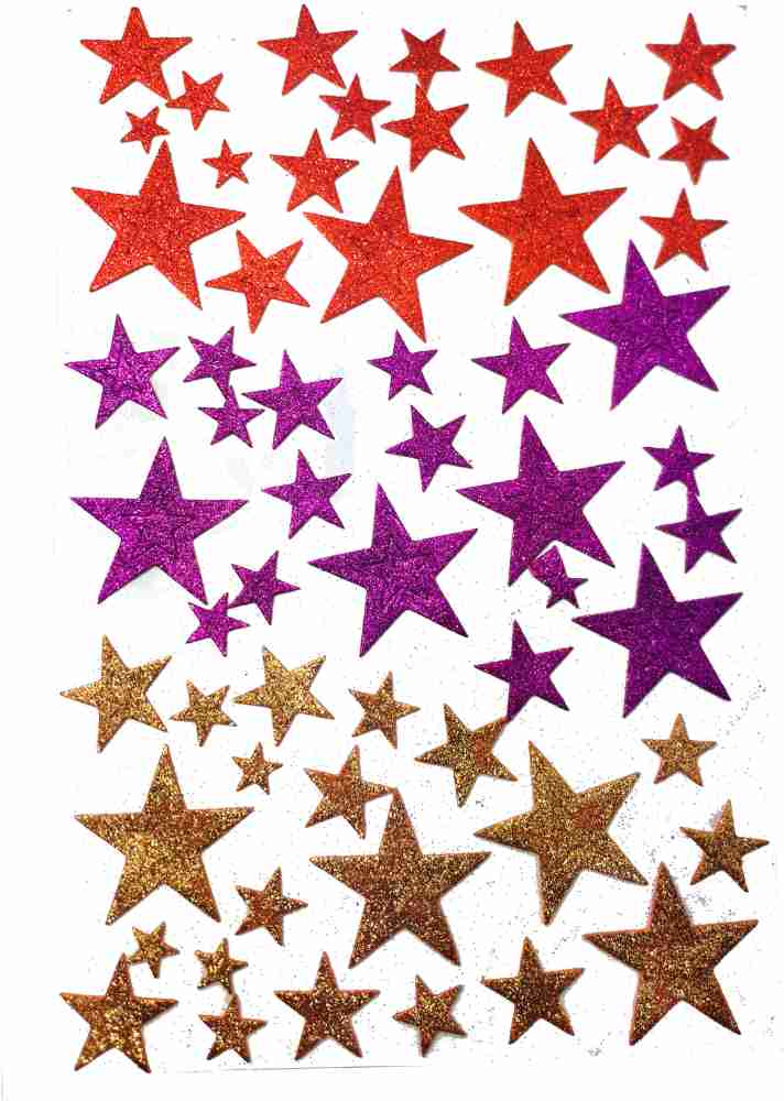 MAJESTIC BASKET Crafts Glitter Foam Star Shaped Stickers For