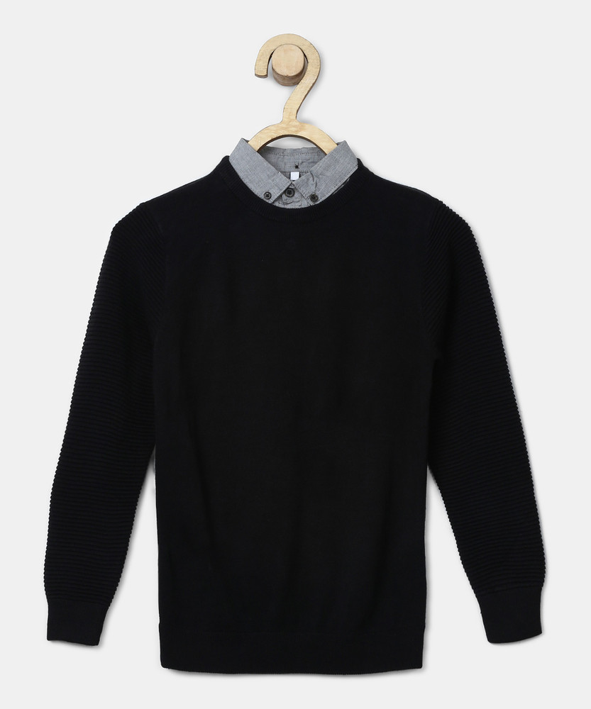 MARKS SPENCER Self Design Round Neck Casual Boys Black Sweater Buy MARKS SPENCER Self Design Round Neck Casual Boys Black Sweater Online at Best Prices in India Flipkart