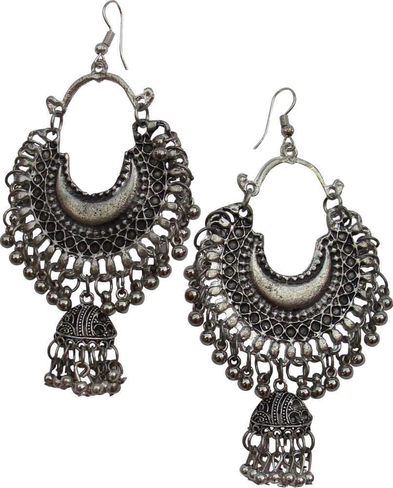 Flipkart Buy mkb Traditional Handcrafted Afghani Style Silver Colour Earring with Latkan Metal Drops Danglers Online at Best Prices in India