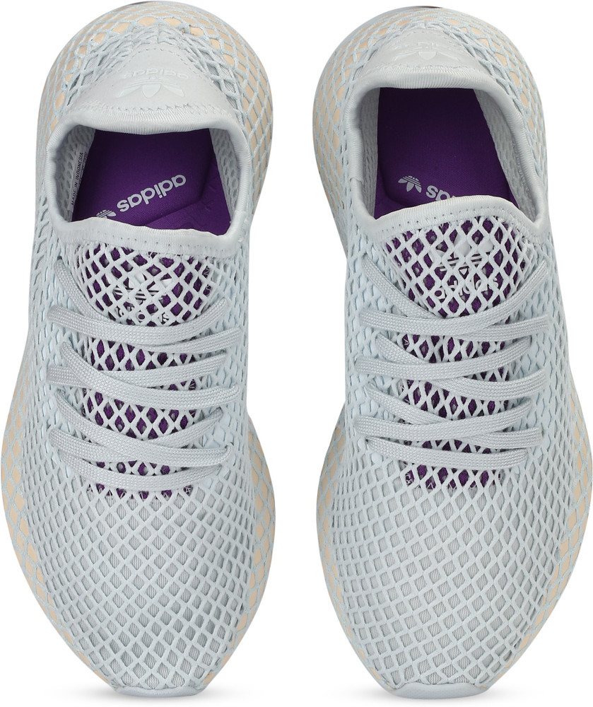 adidas originals deerupt trainers in white and lilac