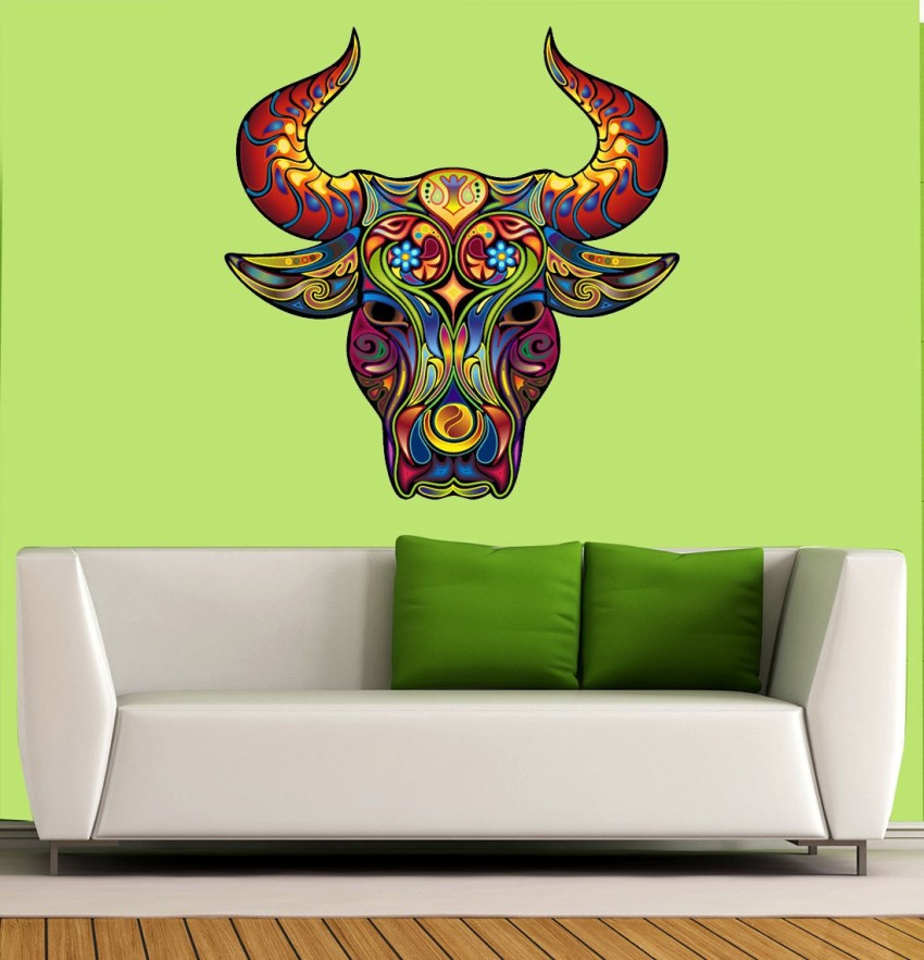 Angry Bull Looks at You - Cute Sticker, Graphics Illustration