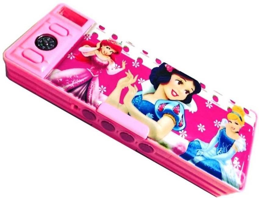 Disney Princess Hard Plastic Pencil Case Box Double-Sided Magnetic Closure