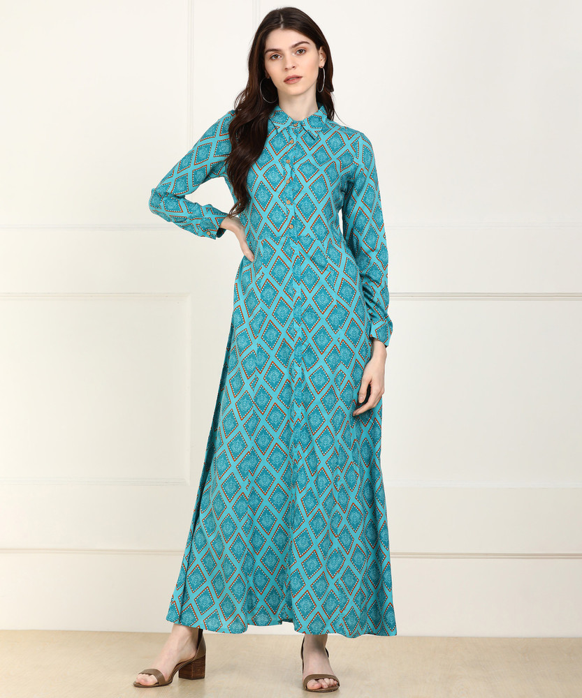 Global desi blue maxi dress online