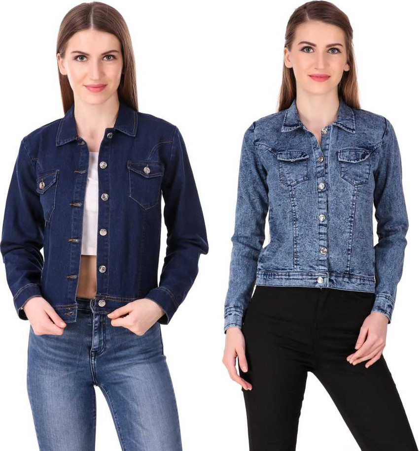 Online Shopping Mall Full Sleeve Washed Women Denim Jacket Buy