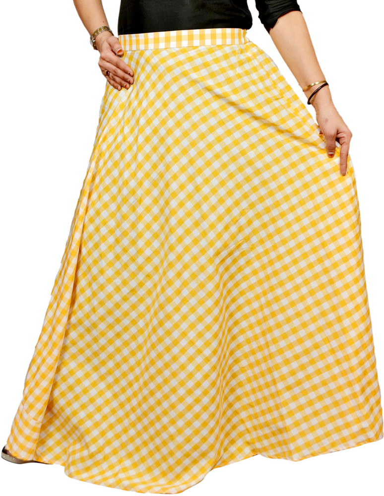 Janak Checkered Women Flared White Yellow Skirt Buy Janak Checkered Women Flared White Yellow Skirt Online at Best Prices in India Flipkart