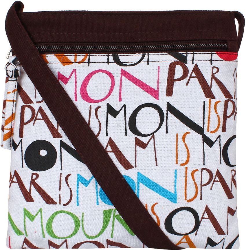 Anekaant Brown White Sling Bag La Borsa Brown Natural white Price in India Flipkart