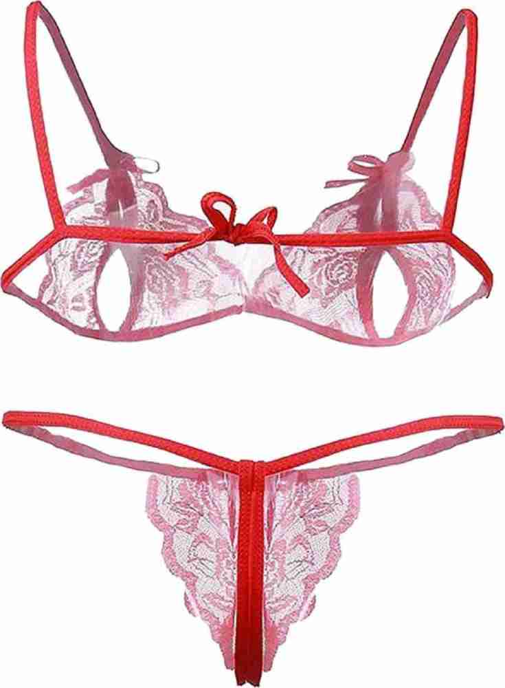 Buy online Red Lace Bra And Panty Set from lingerie for Women by Aruba for  ₹219 at 67% off
