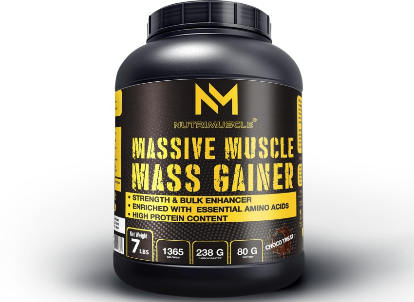 NUTRIMUSCLE MASSIVE GOLD WEIGHT GAINER POWDER- 7LBS -Pack of 3.175