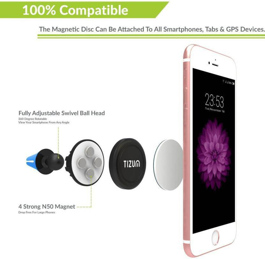 Tizum Magnetic Car Mount for Cell Phone Tablet with Steel Ball Mount Mobile Holder