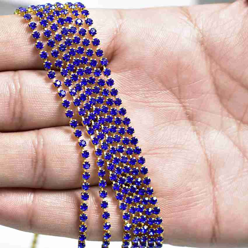 Embroiderymaterial 2 MM Sapphire Blue Color Stone Chain for Silk Thread  Jewelry Making (5Mtr) - 2 MM Sapphire Blue Color Stone Chain for Silk  Thread Jewelry Making (5Mtr) . shop for Embroiderymaterial