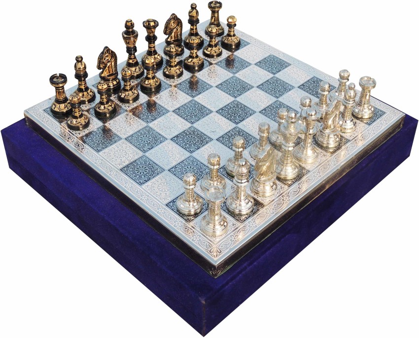 12″ Solid Brass Classic Black Chess Set