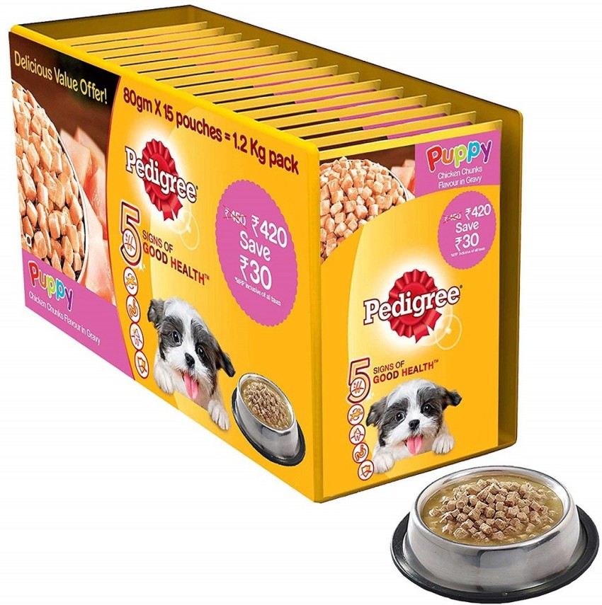 How to feed pedigree puppy outlet chicken chunks flavour in gravy