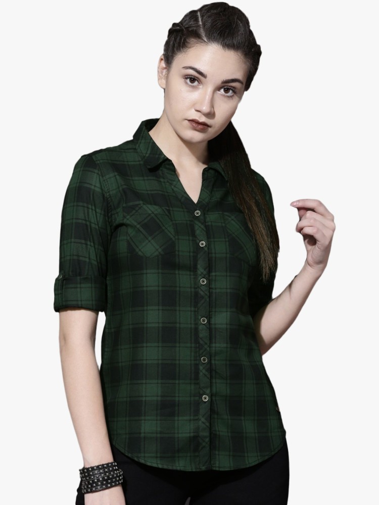 Green check shirt womens best sale