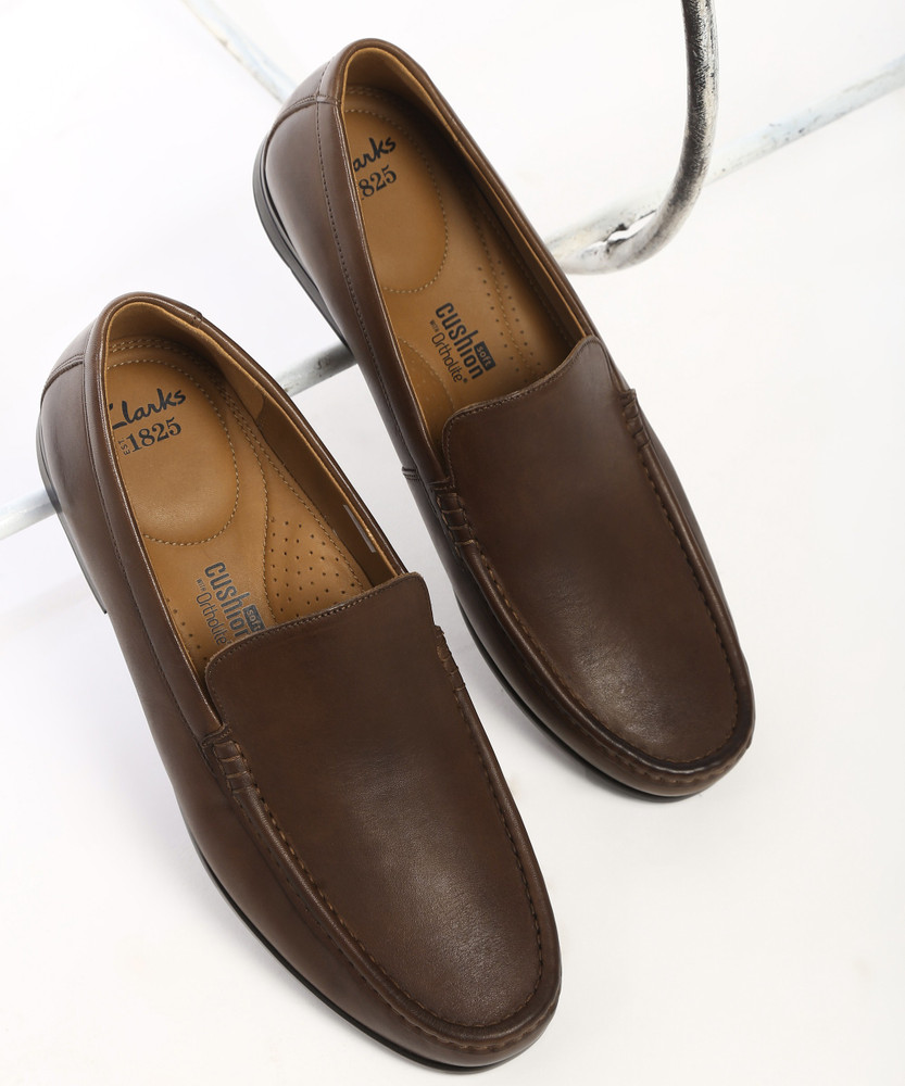Clarks brown discount loafers mens