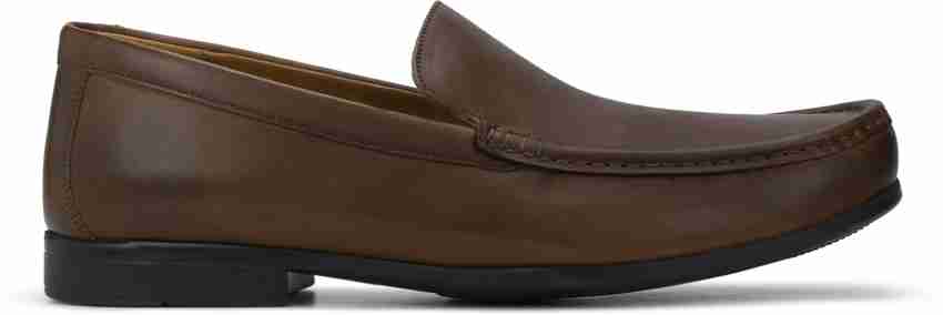 CLARKS Claude Plain Brown Leather Loafers For Men Buy CLARKS