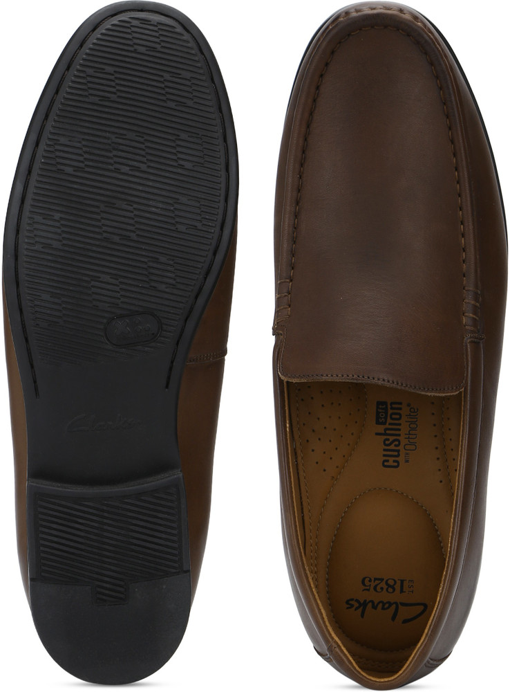 CLARKS Claude Plain Brown Leather Loafers For Men Buy CLARKS