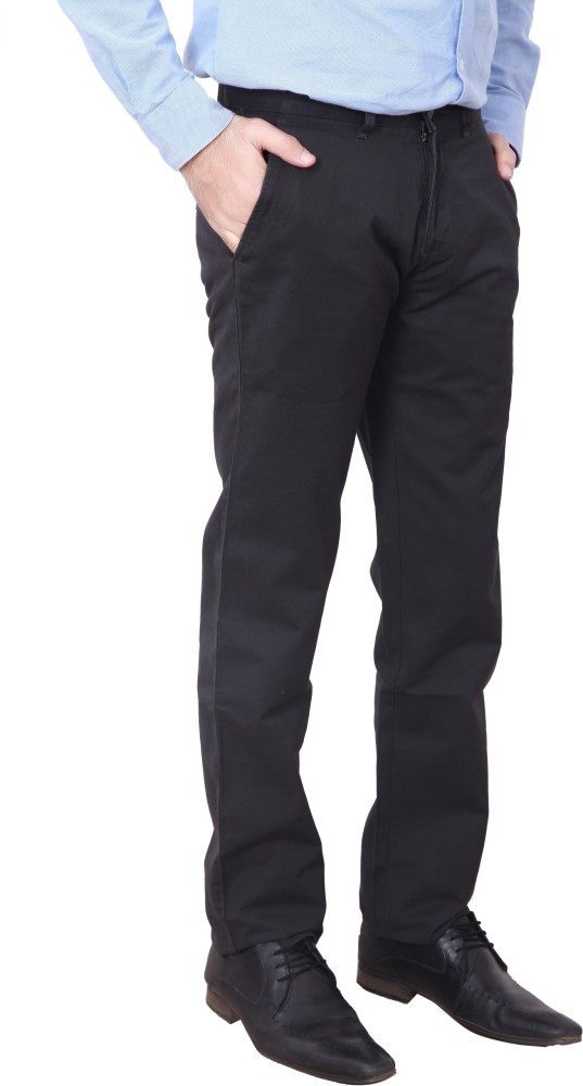 Black Casual Pants With Double Belt Loop  Mofi Clothing