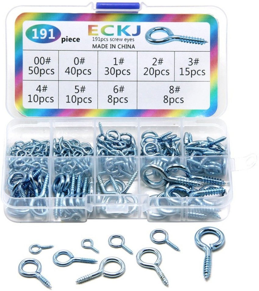DIY Crafts Stainless Steel Screw Eye Rings Hooks (9 Sizes) (Pack of 150) -  Stainless Steel Screw Eye Rings Hooks (9 Sizes) (Pack of 150) . shop for  DIY Crafts products in India.