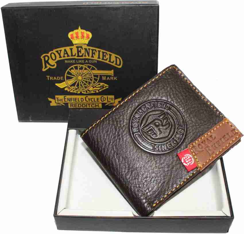 ROYAL ENFIELD Men Casual Brown Genuine Leather Wallet DARK BROWN