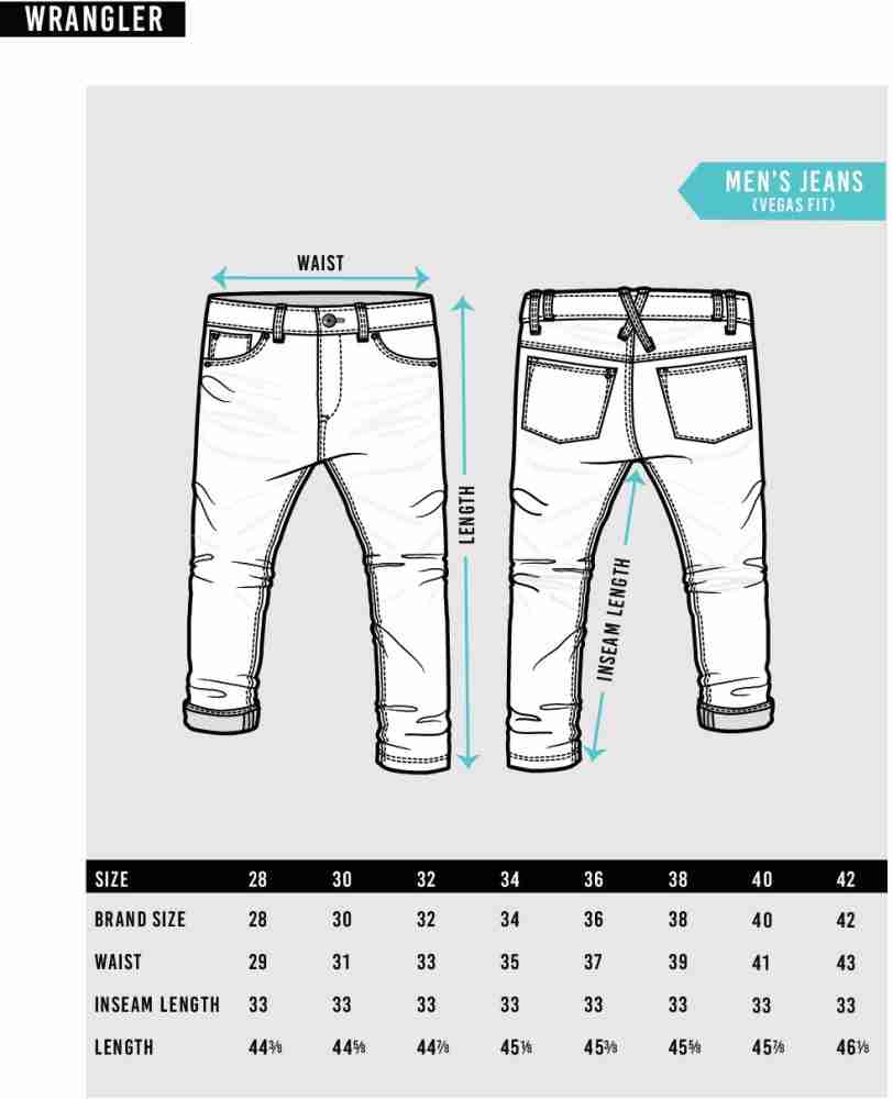 Men's Skinny Jeans Size Chart