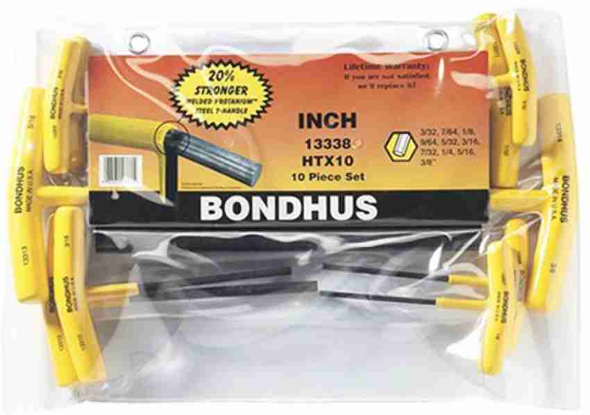 BONDHUS 13338 Set 10 Graduated Length Hex T Handles 3 32 3 8