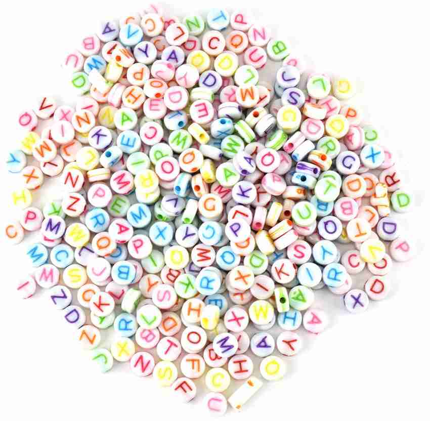 Unobite 200 Piece Plastic Alphabet Beads with Colorful Letters for