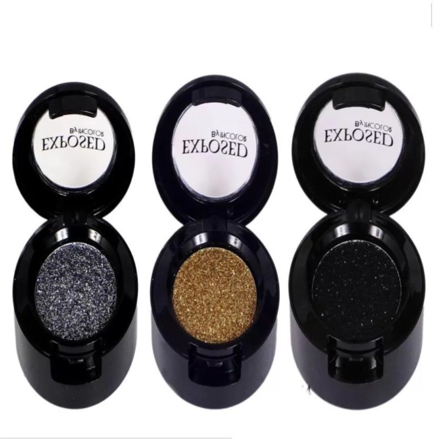 INCOLOR Exposed Glitter Shimmer Silver,Golden & Black Eyeshadow Pack of 3,  Each Of 4.5 g - Price in India, Buy INCOLOR Exposed Glitter Shimmer  Silver,Golden & Black Eyeshadow Pack of 3, Each