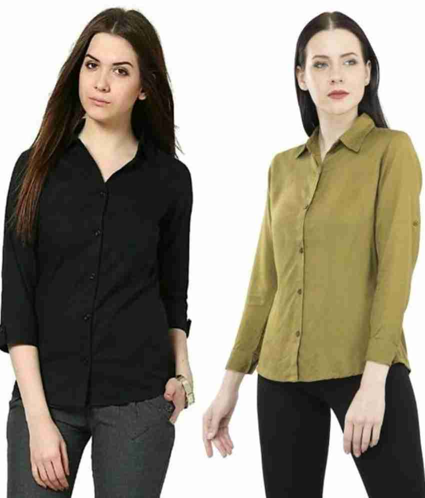 INDIAN WESTESN FASHION Women Solid Casual Green Black Shirt Buy INDIAN WESTESN FASHION Women Solid Casual Green Black Shirt Online at Best Prices in India Flipkart