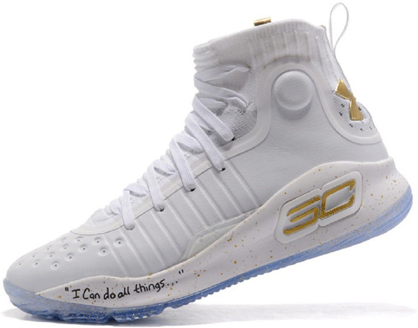 stephen curry shoes 4 white and gold