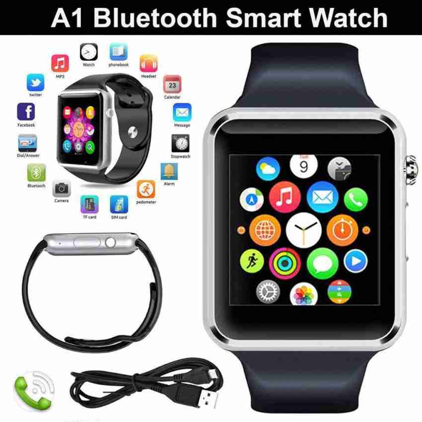 PADRAIG Vivo 4G Compatible Bluetooth Smartwatch A1 Silver Wrist Watch Phone with Camera SIM Card Support Black Strap Smart Watch Strap Price in India Buy PADRAIG Vivo 4G Compatible Bluetooth