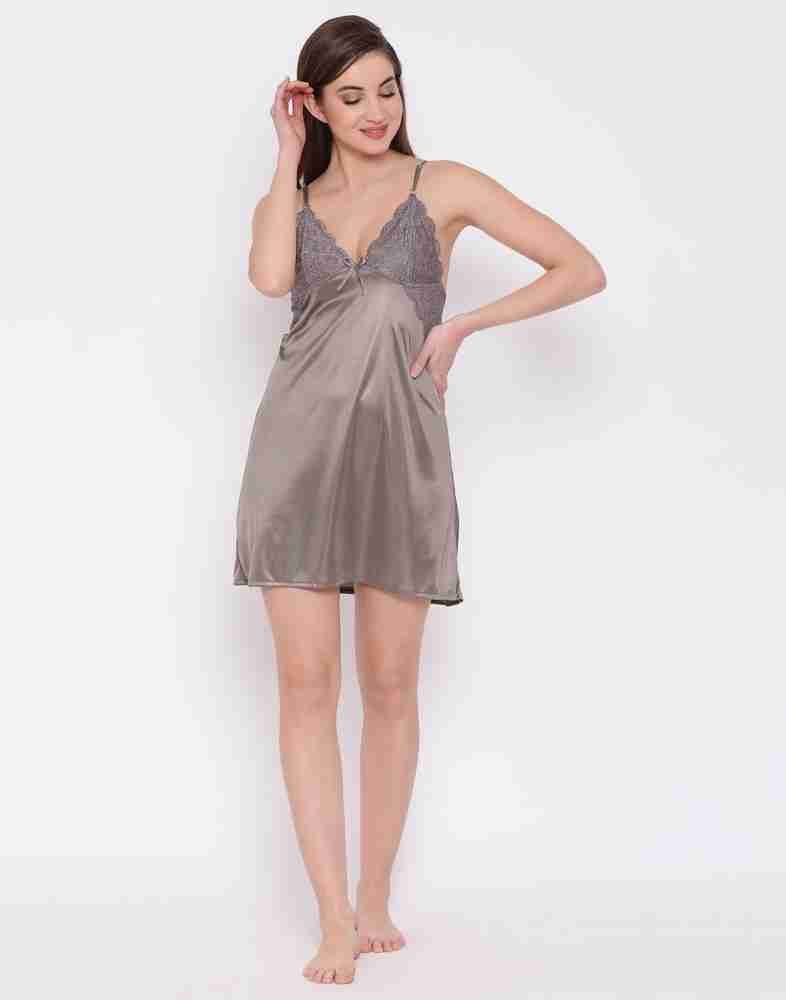 Buy Clovia Pink Solid Satin Babydoll Dress Online at Best Prices