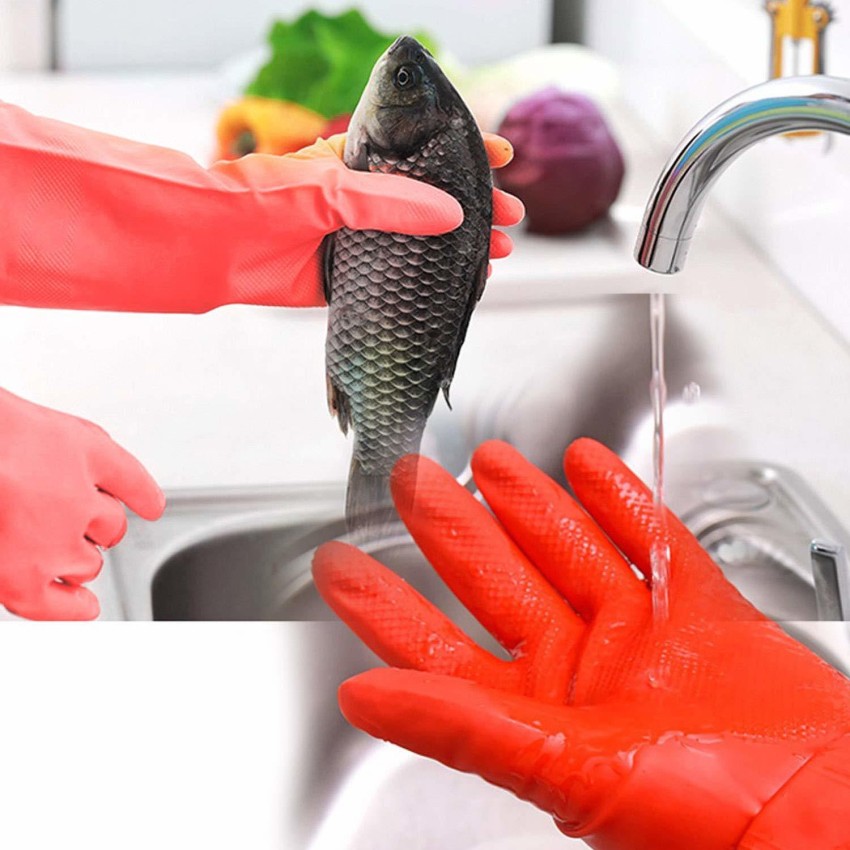 Cleaning Dust Stop Long Rubber Household Gloves Waterproof Dishwashing  Gloves