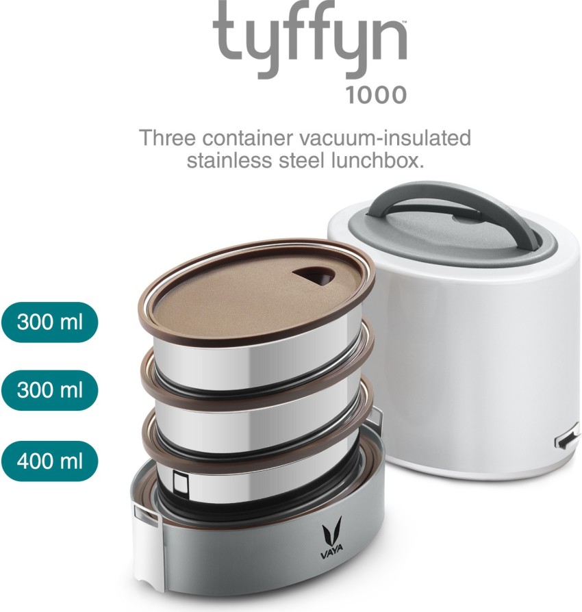 Vaya Tyffyn 3 Containers Vacuum Insulated Stainless Design Lunch Box