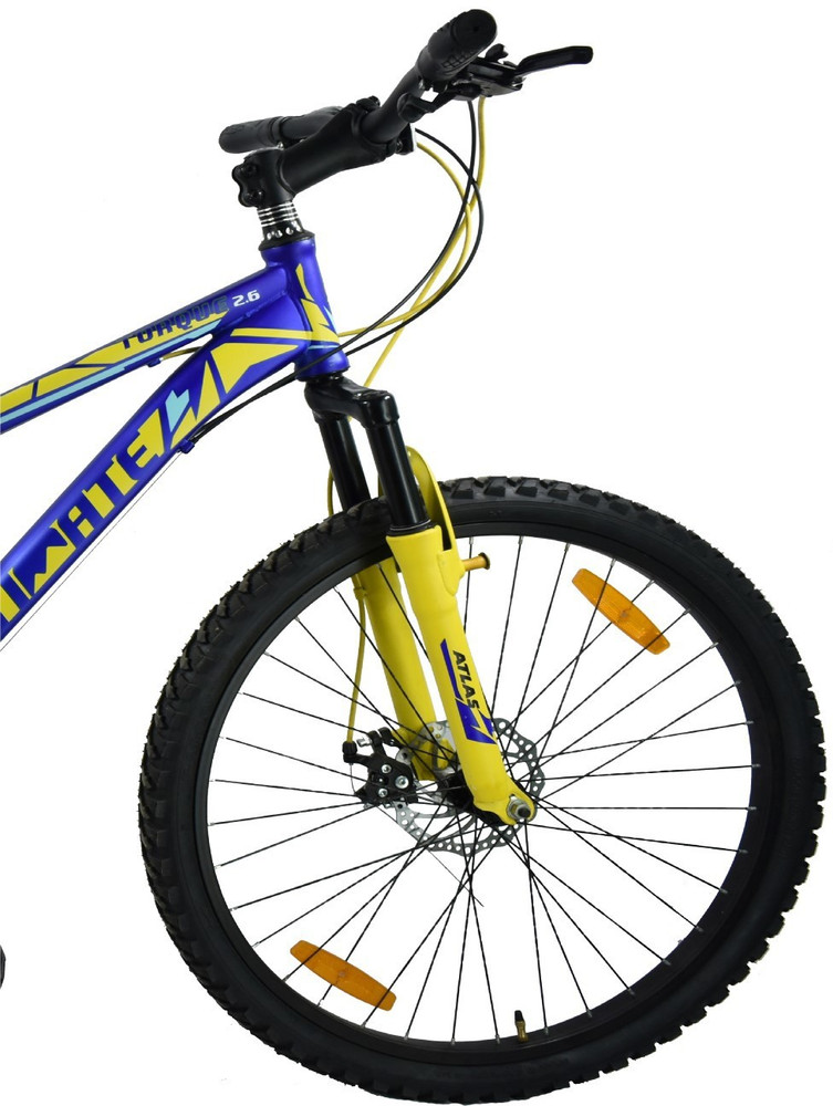 ATLAS Torque Front Suspension Dual Disc Brakes DDB Bike For Adults Blue Yellow 26 T Mountain Cycle Price in India Buy ATLAS Torque Front Suspension Dual Disc Brakes DDB Bike