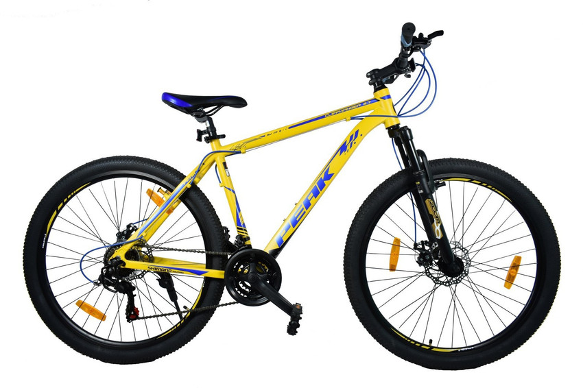ATLAS Peak Cliffhanger Front Suspention Disc Brake Bike For Adults Yellow Blue 27.5 T Mountain Cycle Price in India Buy ATLAS Peak Cliffhanger Front Suspention Disc Brake Bike For Adults