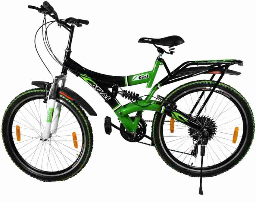 ATLAS Crest Dual Suspention Bike For Adults Black&Green 26 T Mountain Cycle  Price in India - Buy ATLAS Crest Dual Suspention Bike For Adults  Black&Green 26 T Mountain Cycle online at