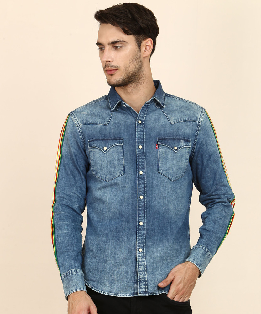 LEVI S Men Solid Casual Blue Shirt