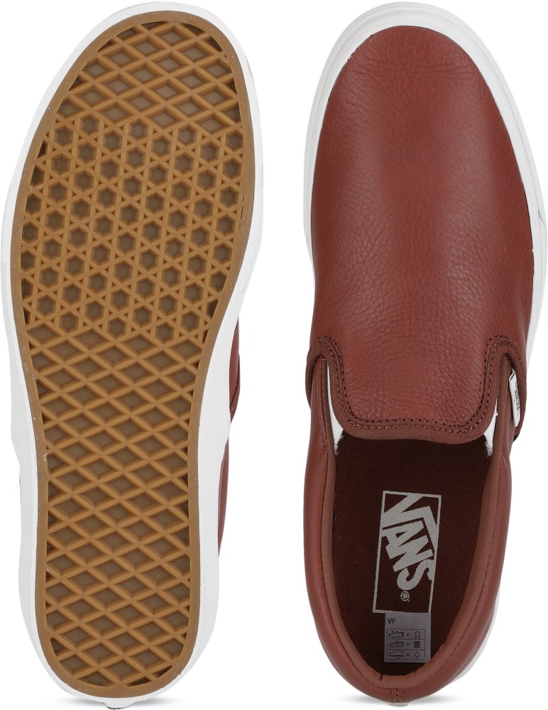 Vans leather slip on clearance brown